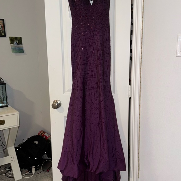 Sherri hill size 0 purple studded bead prom dress. Great condition, worn once. - Picture 7 of 9